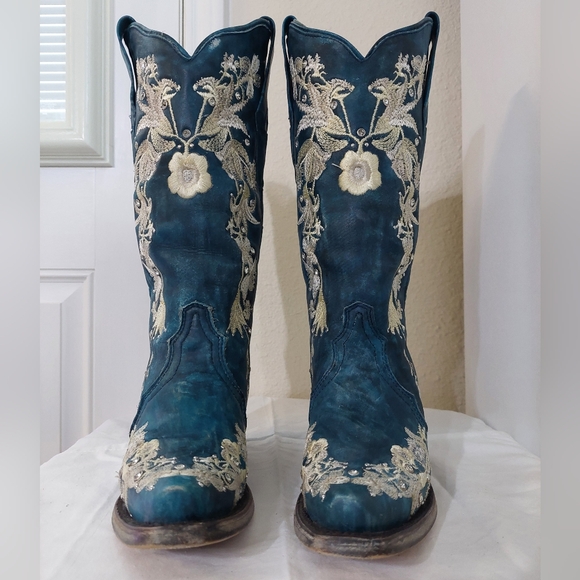 Corral A4361 Women's Navy Floral Embroidered Cowgirl Boots Size 5 - Picture 11 of 16